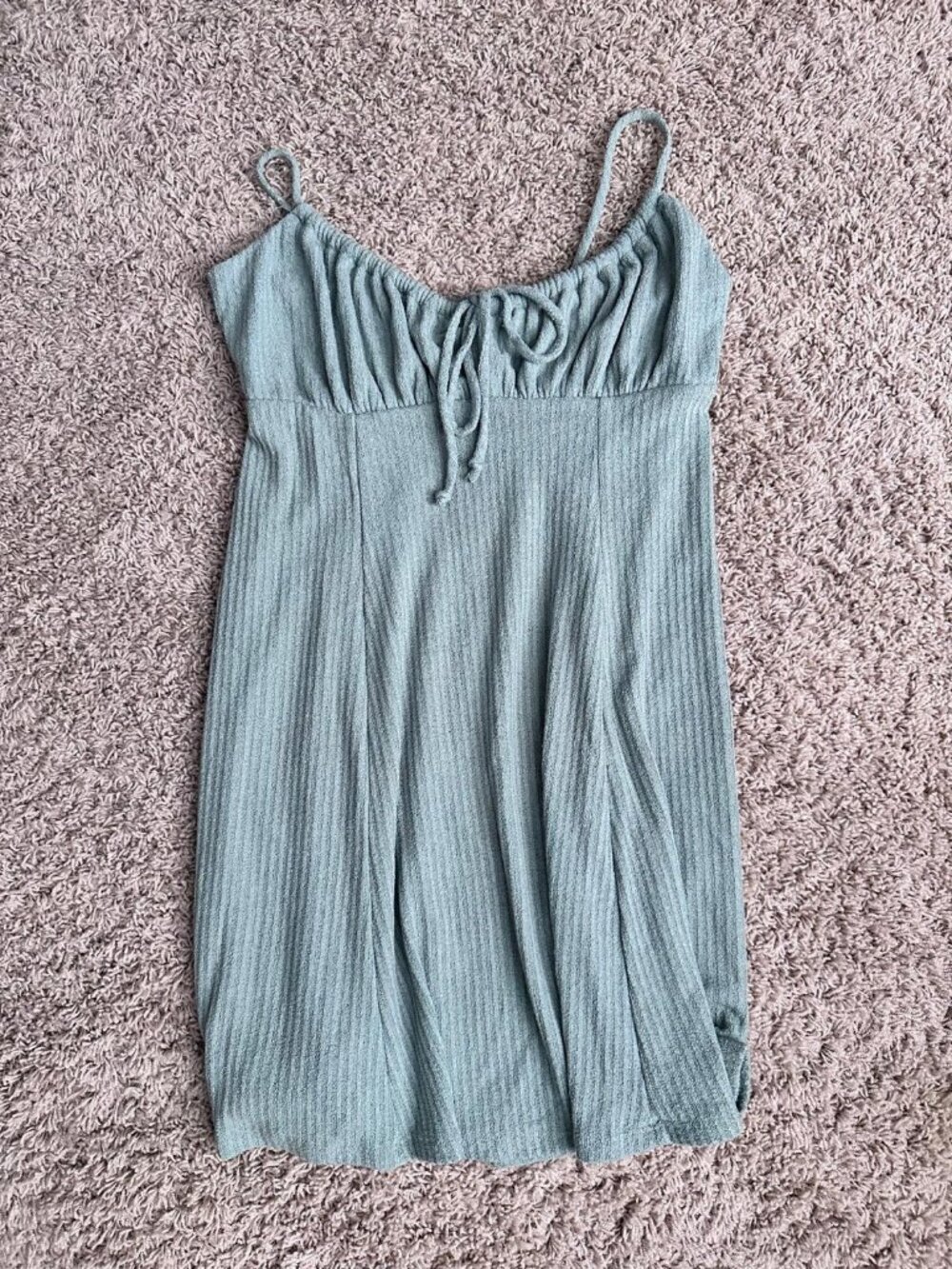Lulus Green Ribbed Mini Dress